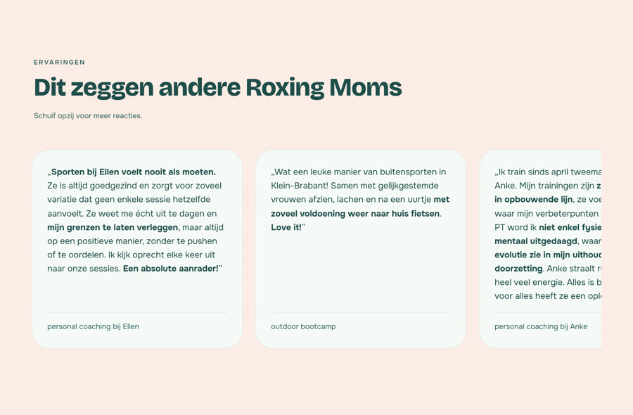 Reacties van vrouwen die bij Anke en Ellen trainen